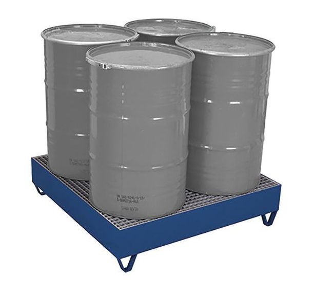 Bac de rétention avec caillebotis pour 4 fûts de 200 litres