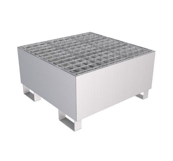 Bac de rétention inox - 1 fut - Caillebotis galvanisé