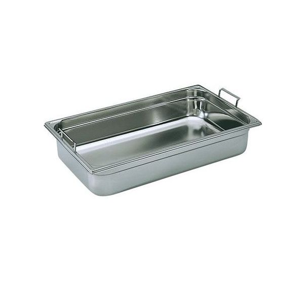Bac gastronorme plein GN 1/1 inox anse escamotable