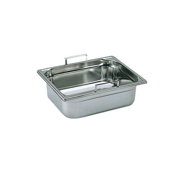 Bac gastronorme plein GN 1/2 inox anse escamotable