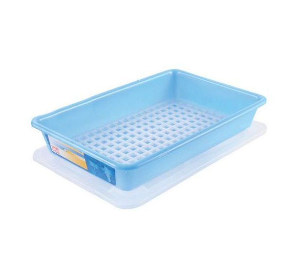 Bac plat emboîtable HACCP avec couvercle - Longueur 350 mm - 3 L_Gilac