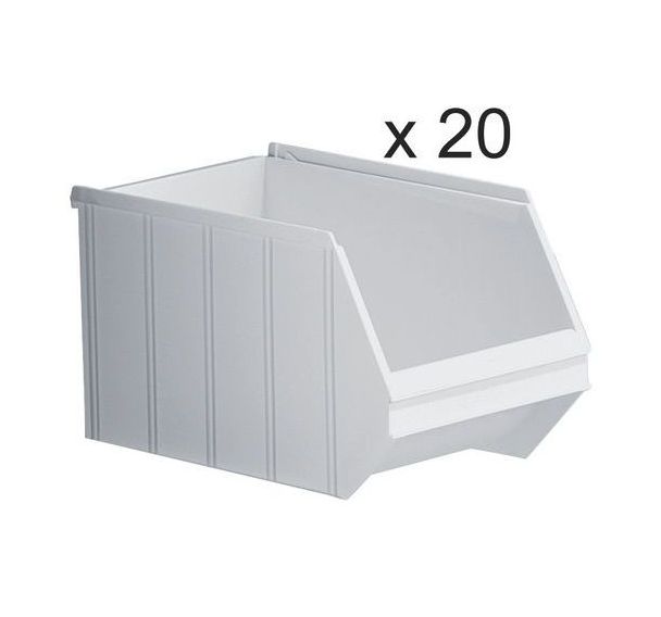 Bacs à bec empilables - Longueur 350 mm - 14 L - Lot de 20