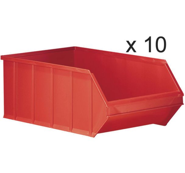 Bacs à bec empilables - Longueur 500 mm - 30 L- Lot de 10