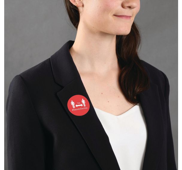 Badge adhésif rond distanciation sociale - Avery