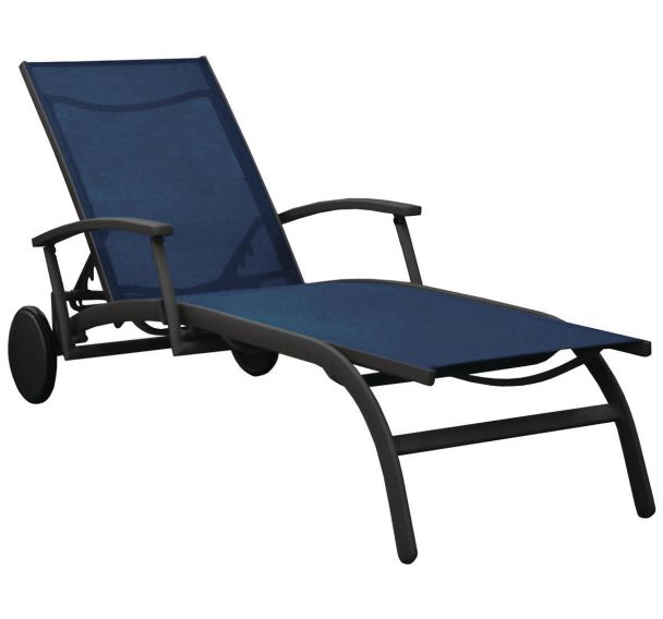 Bain de soleil ELEGANCE TPEP/alu accoudoirs - roues - bleu/graphite