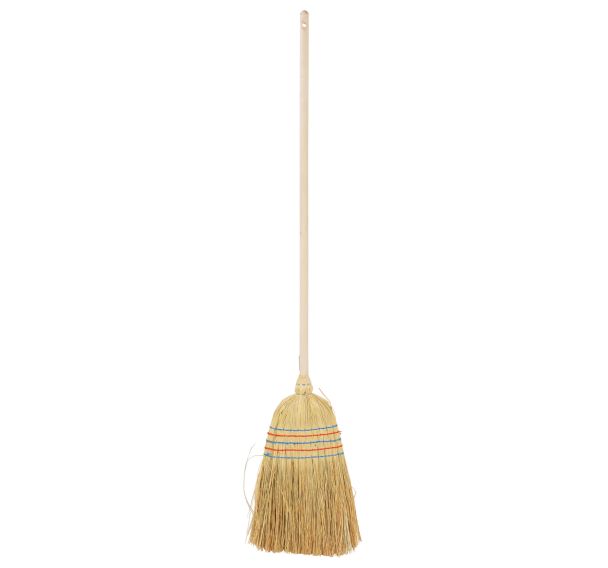 Balai paille de Sorgho avec manche en bois naturel - Manutan