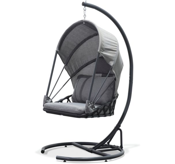 Balancelle jardin Lacanau avec coussins gris anthracite