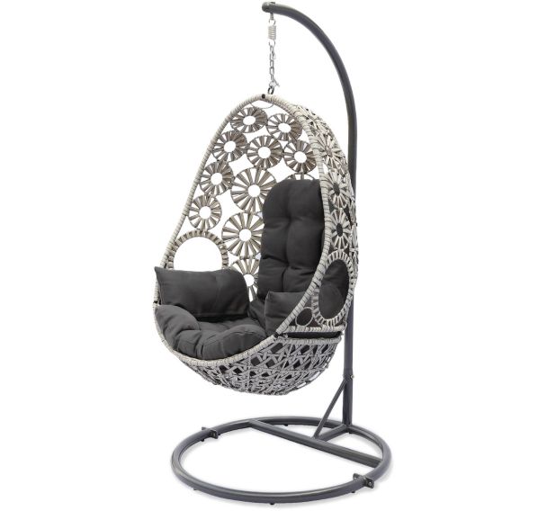 Balancelle jardin Samoa avec coussin gris anthracite ecru