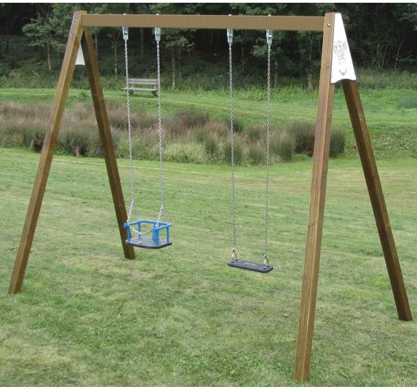 Balançoire 2m tout bois- 1 balançoire-1 nacelle bébé-scellement direct