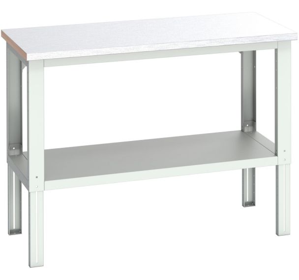 Banc Cubio acier avec étagère-1500x750x740-1140mm-Bleu