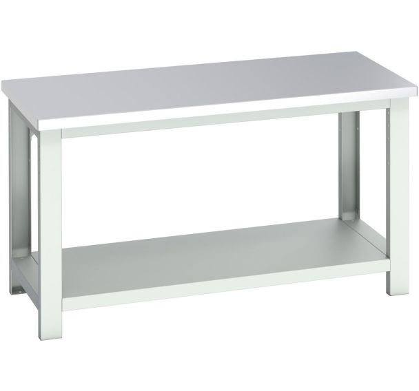 Banc Cubio acier inoxydable avec étagère-1500x750x840mm-Bleu