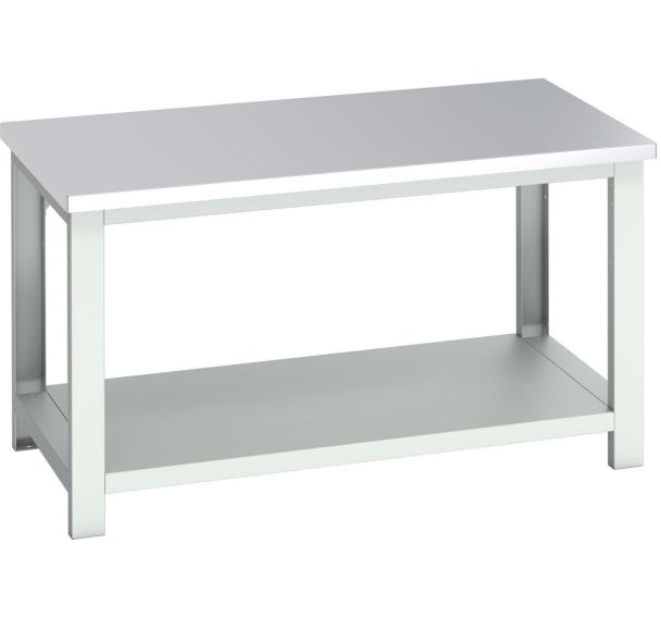 Banc Cubio acier inoxydable avec étagère-1500x900x840mm-Bleu