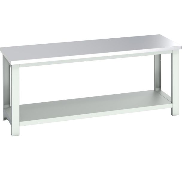 Banc Cubio acier inoxydable avec étagère-2000x750x840mm-Bleu