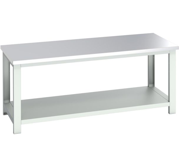 Banc Cubio acier inoxydable avec étagère-2000x900x840mm-Bleu