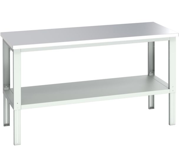 Banc Cubio acier inoxydable étagère-2000x900x740-1140mm-Bleu