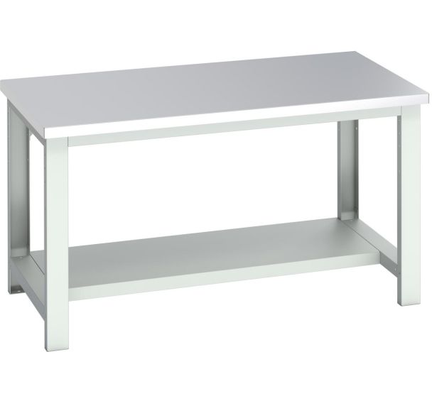 Banc Cubio acier inoxydable mi-étagère-1500x900x840mm-Bleu