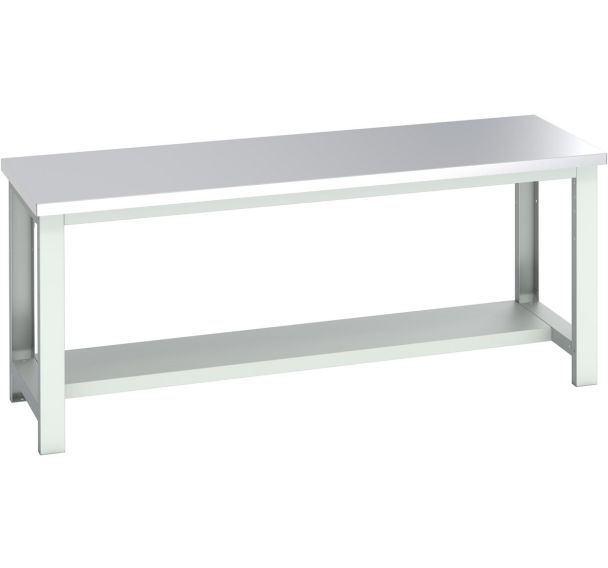 Banc Cubio acier inoxydable mi-étagère-2000x750x840mm-Bleu