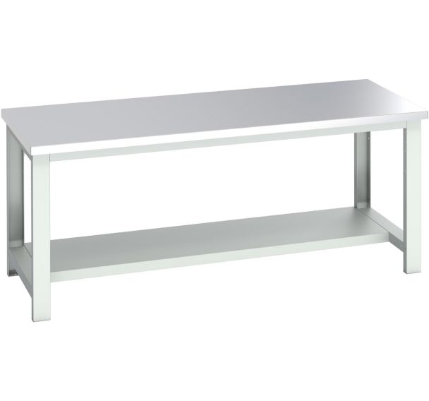 Banc Cubio acier inoxydable mi-étagère-2000x900x840mm-Bleu