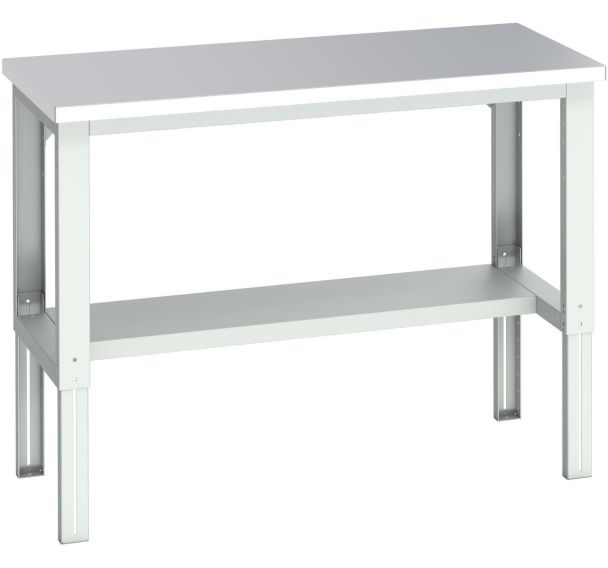 Banc Cubio inox mi-étagère-1500x750x740-1140mm-Bleu