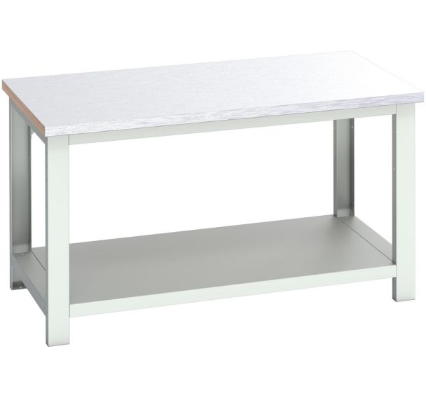 Banc Cubio revêtement acier avec étagère-1500x900x840mm-Bleu