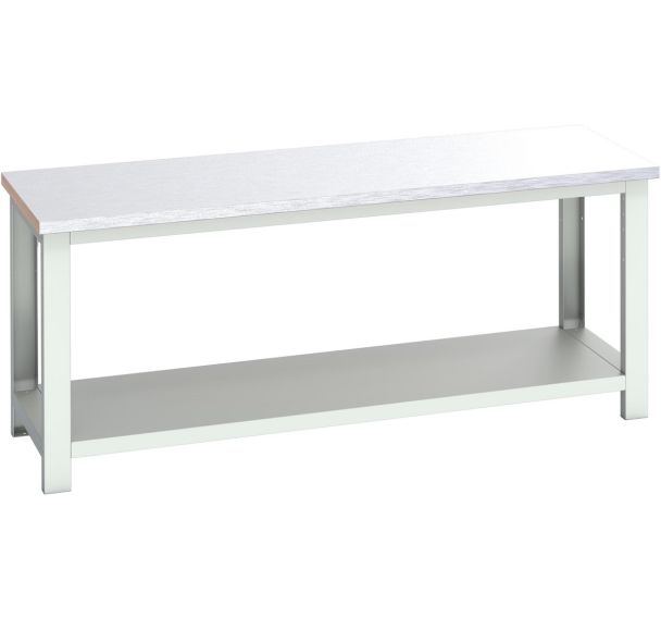 Banc Cubio revêtement acier avec étagère-2000x750x840mm-Bleu