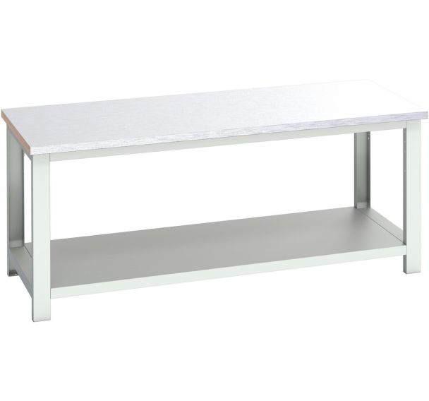 Banc Cubio revêtement acier avec étagère-2000x900x840mm-Bleu