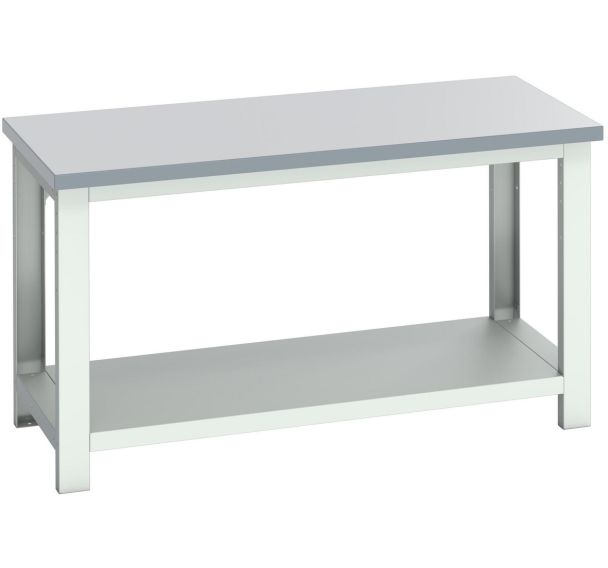 Banc Cubio stratifié étagère-1500x750x840mm-Bleu