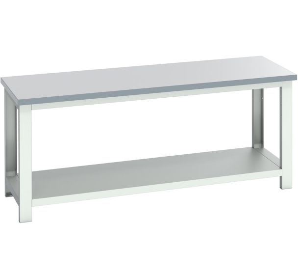Banc Cubio stratifié étagère-2000x750x840mm-Bleu