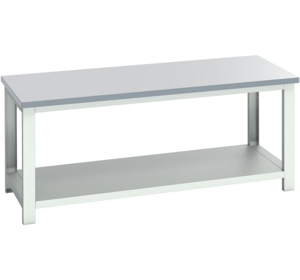 Banc Cubio stratifié étagère-2000x900x840mm-Bleu
