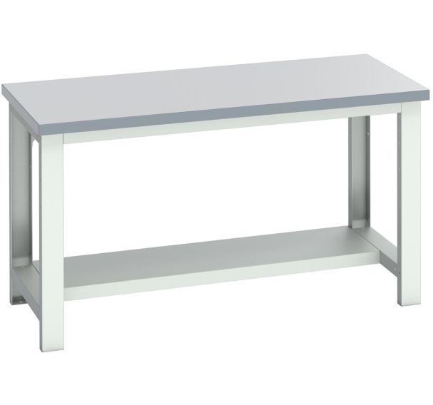 Banc Cubio stratifié mi étagère-1500x750x840mm-Bleu