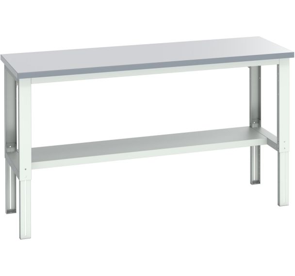 Banc Cubio stratifié mi étagère-2000x750x740-1140mm-Bleu