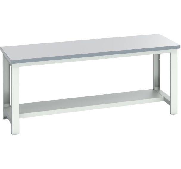 Banc Cubio stratifié mi étagère-2000x750x840mm-Bleu