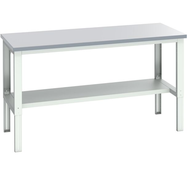 Banc Cubio stratifié mi étagère-2000x900x740-1140mm-Bleu