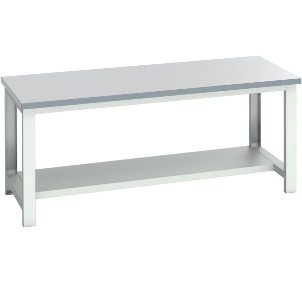 Banc Cubio stratifié mi étagère-2000x900x840mm-Bleu