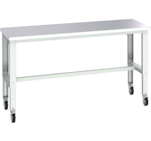 Banc Cubio sur roues inox-2000x750x840-1140mm-Bleu