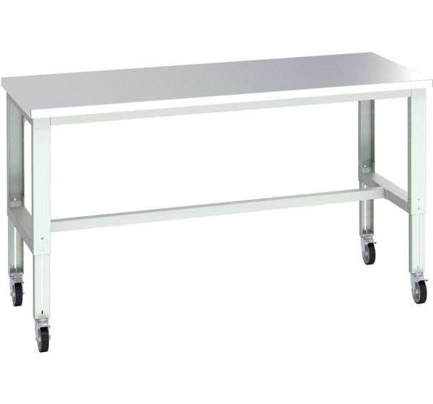 Banc Cubio sur roues inox-2000x900x840-1140mm-Bleu