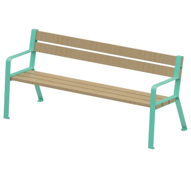 Banc Forézien 190 cm bois naturel acier Tolerie Forezienne