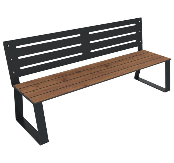 Banc HAVANE 1.80 m dossier ajouré - effet lames bois/métal BUTON DESIGN