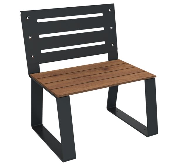 Banc HAVANE 1 place ajouré assise effet lames bois/métal BUTON DESIGN