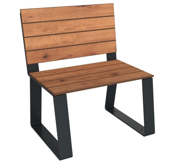 Banc HAVANE 1 place effet lames bois/métal - BUTON DESIGN