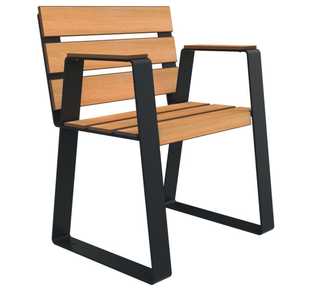 Banc HAVANE PMR 1 place lames bois/métal BUTON DESIGN