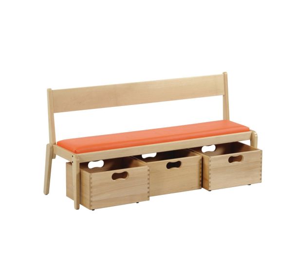 Banc Lili avec dossier et bacs, T2