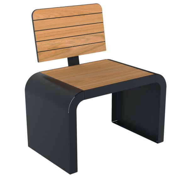 Banc NEW YORK 1 place effet lames bois/métal - BUTON DESIGN