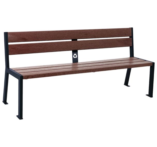 Banc Silaos 1.80 m acier/plastique recyclé 5 lames - Procity
