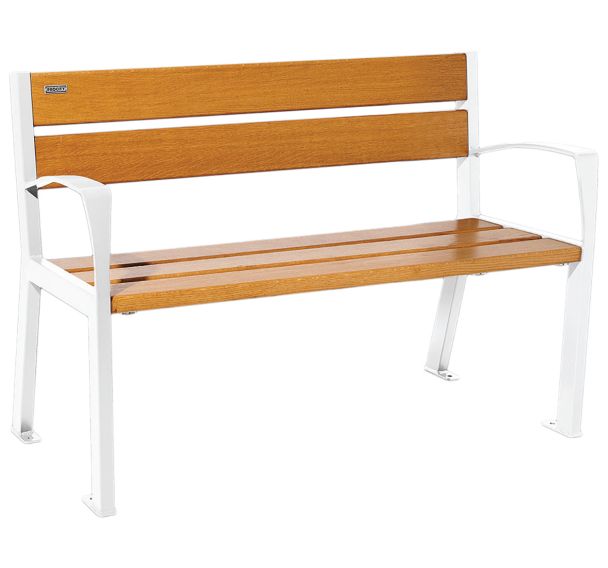 Banc Silaos accoudoirs 5 lames acier/bois - Procity