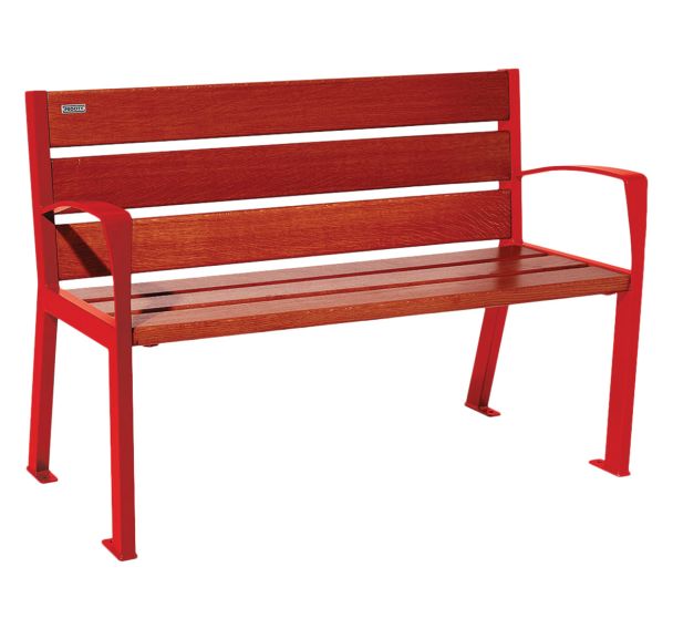 Banc Silaos accoudoirs 6 lames acier/bois - Procity