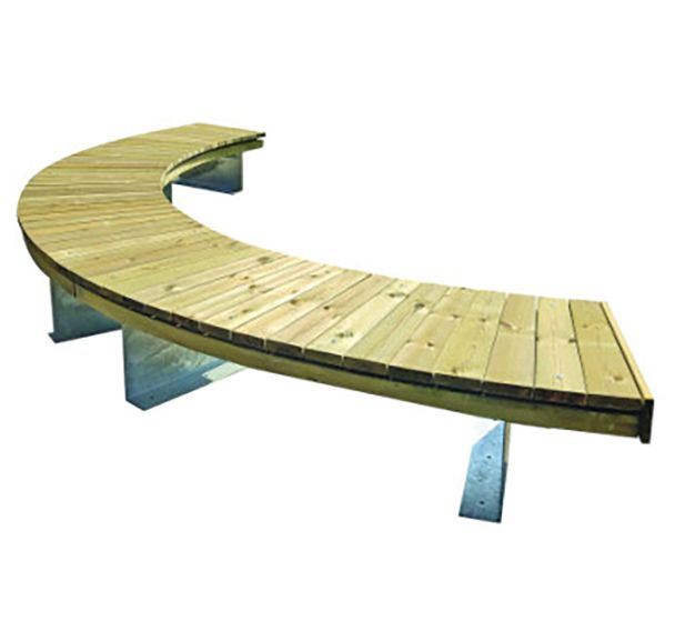 Banc circulaire 2 m assise pin / acier thermolaqué