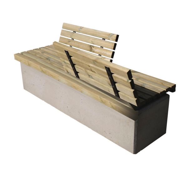 Banc confident Hades 180 x 58 x 78 cm - pin / béton gris