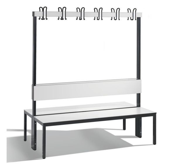 Banc double avec dossier et patères - CP - Basic Plus - 150 cm