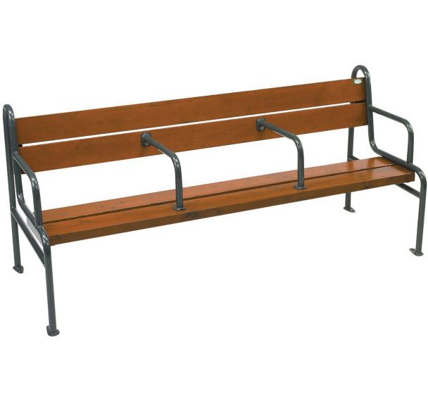 Banc grand confort 180 cm pieds tube acier - lames bois res.acajou
